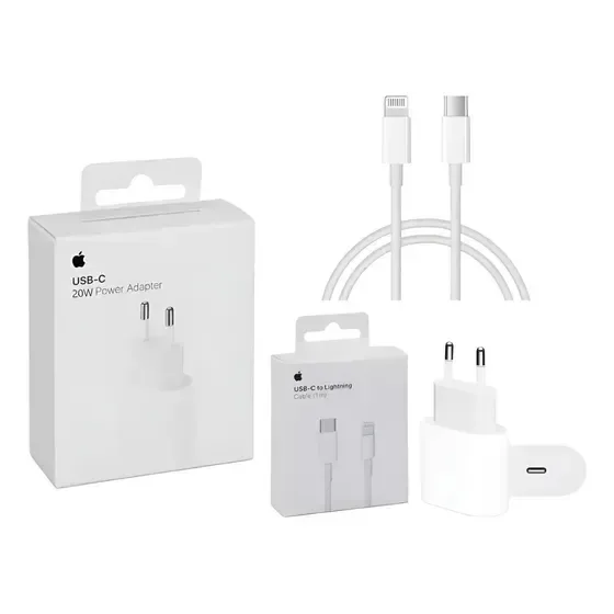 CARGADOR APPLE + CABLE LIGHTNING 20W REPLICA — foto 1